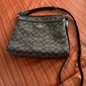 Coach Signature Black and Gray Crossbody Bag